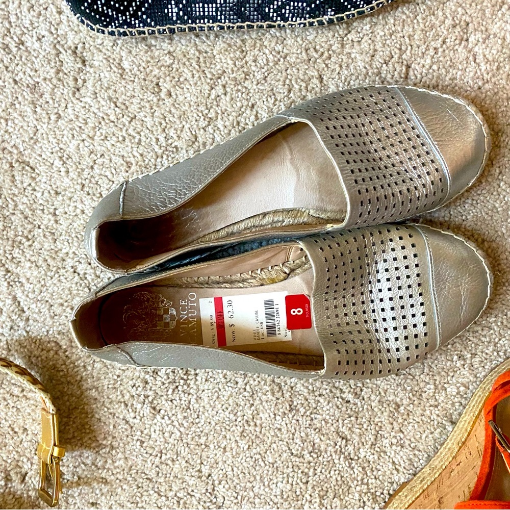 Vince Camuto gold foil espadrilles size 8. Worn 2- still has tag inside